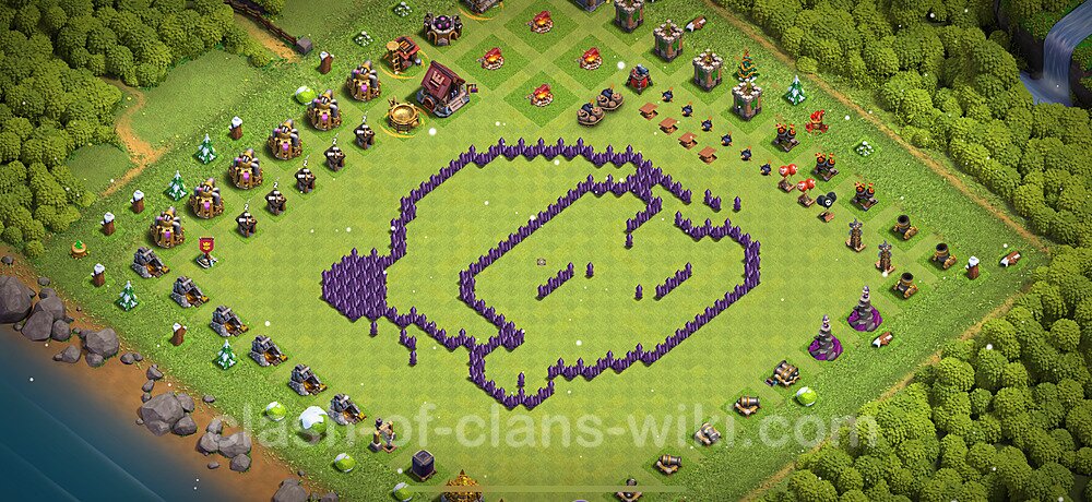 Municipio livello 7 Funny Troll Base + Link - Miglior Disposizione Villaggio COC 2025 TH7, #2217