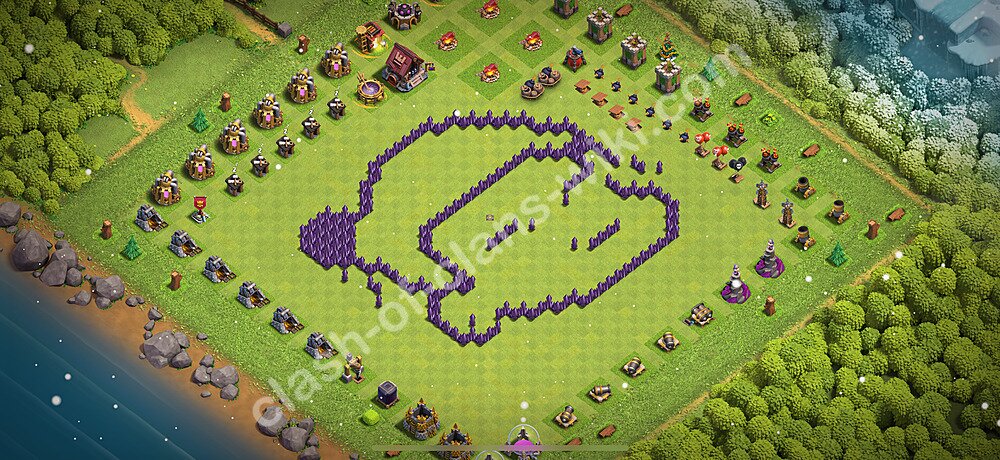 TH7 Troll Base Plan with Link, Copy Town Hall 7 Funny Art Layout 2026, #2217