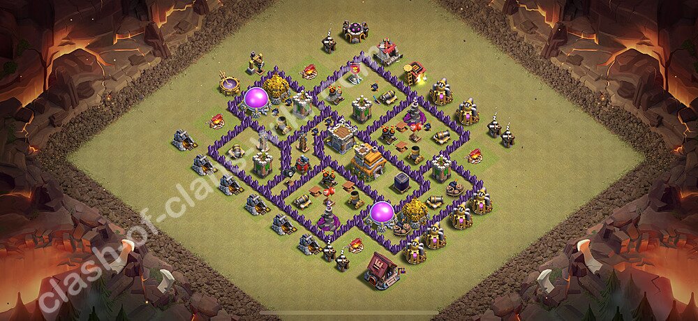 TH7 Anti 2 Stars War Base Plan with Link, Anti Everything, Copy Town Hall 7 CWL Design 2025, #1725