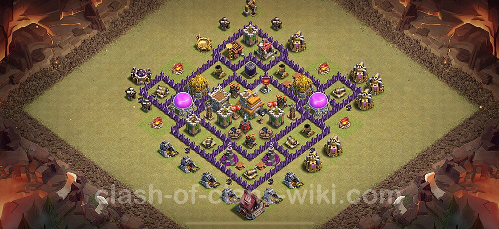 TH7 War Base Plan with Link, Anti Air / Dragon, Hybrid, Copy Town Hall 7 CWL Design 2025, #1730