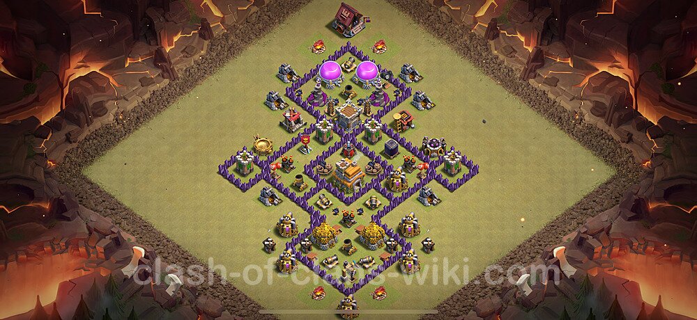 TH7 War Base Plan with Link, Anti Everything, Hybrid, Copy Town Hall 7 CWL Design 2025, #1770