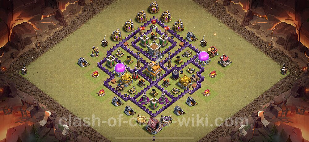TH7 Anti 2 Stars War Base Plan with Link, Copy Town Hall 7 CWL Design 2025, #1789