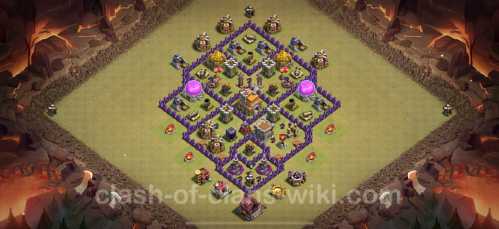 TH7 War Base Plan with Link, Anti Everything, Hybrid, Copy Town Hall 7 CWL Design, #1799