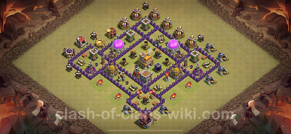 TH7 War Base Plan with Link, Anti Everything, Hybrid, Copy Town Hall 7 CWL Design 2025, #1805
