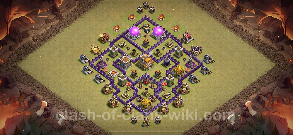 Die Anti 3 Sterne Clan War Base RH7 + Link, Hybrid 2024 - COC Rathaus Level 7 Kriegsbase (CK / CW), #1831