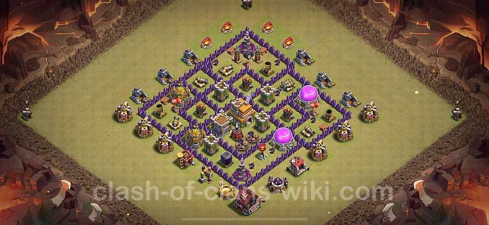 TH7 War Base Plan with Link, Anti Air / Dragon, Hybrid, Copy Town Hall 7 CWL Design 2025, #1851