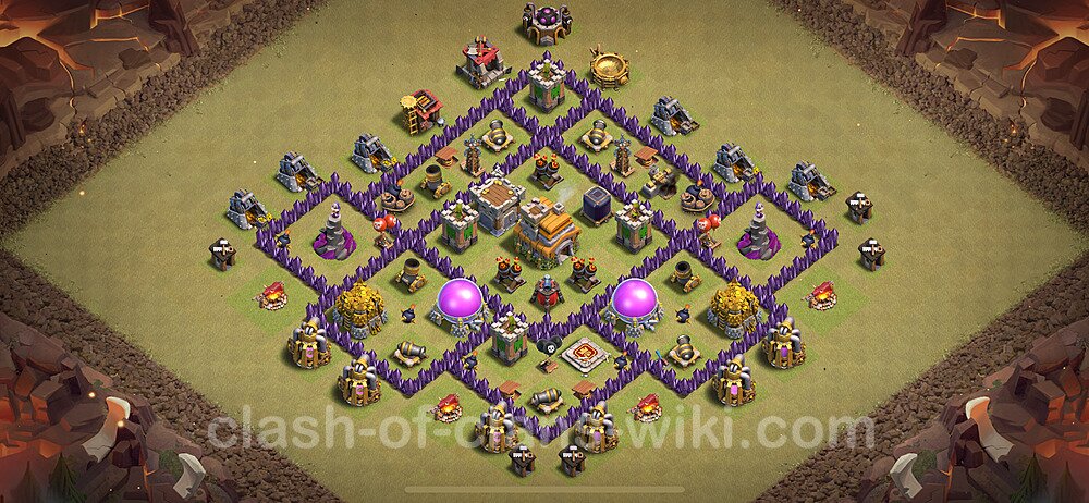 TH7 Anti 2 Stars War Base Plan with Link, Anti Everything, Copy Town Hall 7 CWL Design 2024, #1888