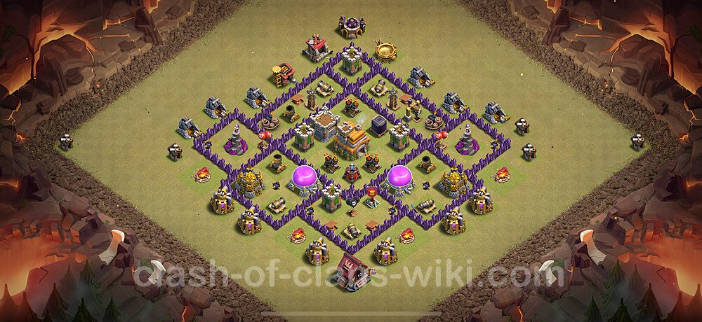 TH7 Anti 2 Stars War Base Plan with Link, Anti Everything, Copy Town Hall 7 CWL Design 2025, #1888