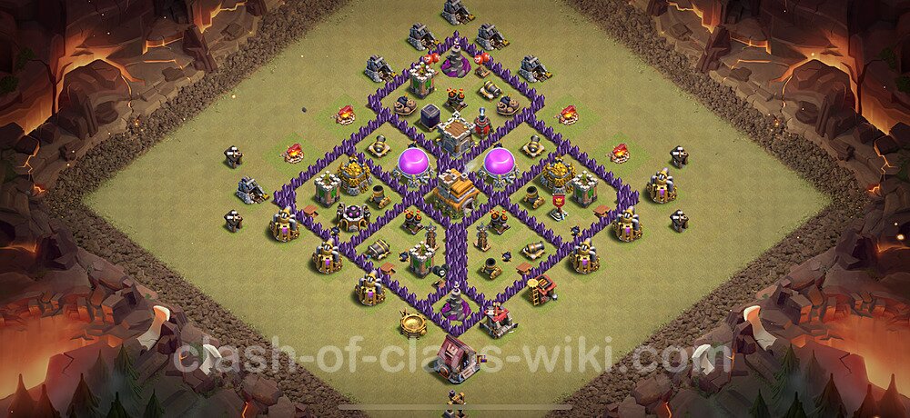 TH7 Anti 2 Stars War Base Plan with Link, Anti Everything, Copy Town Hall 7 CWL Design 2025, #1900