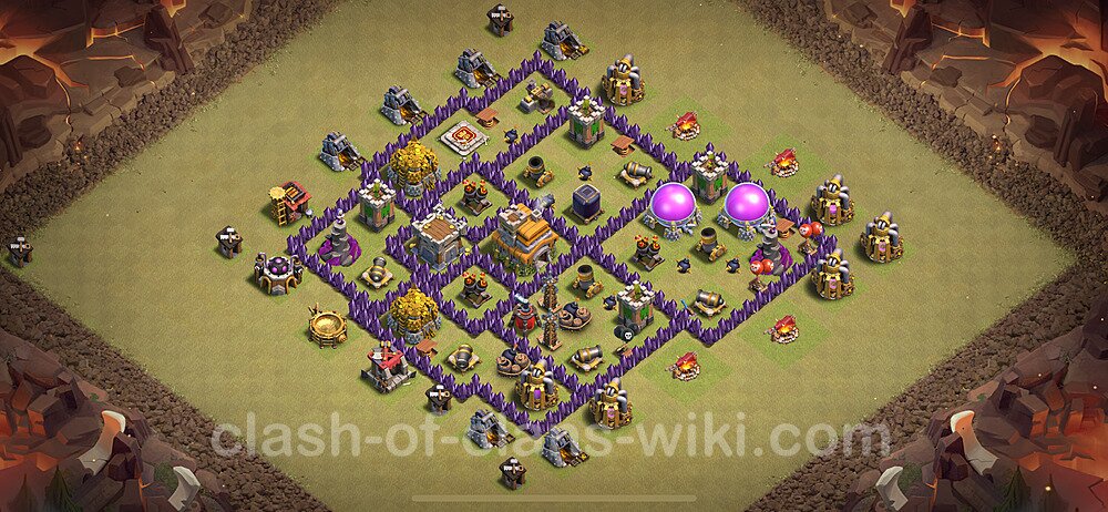 Die Anti 2 Sterne Clan War Base RH7 + Link, Hybrid 2024 - COC Rathaus Level 7 Kriegsbase (CK / CW), #1901