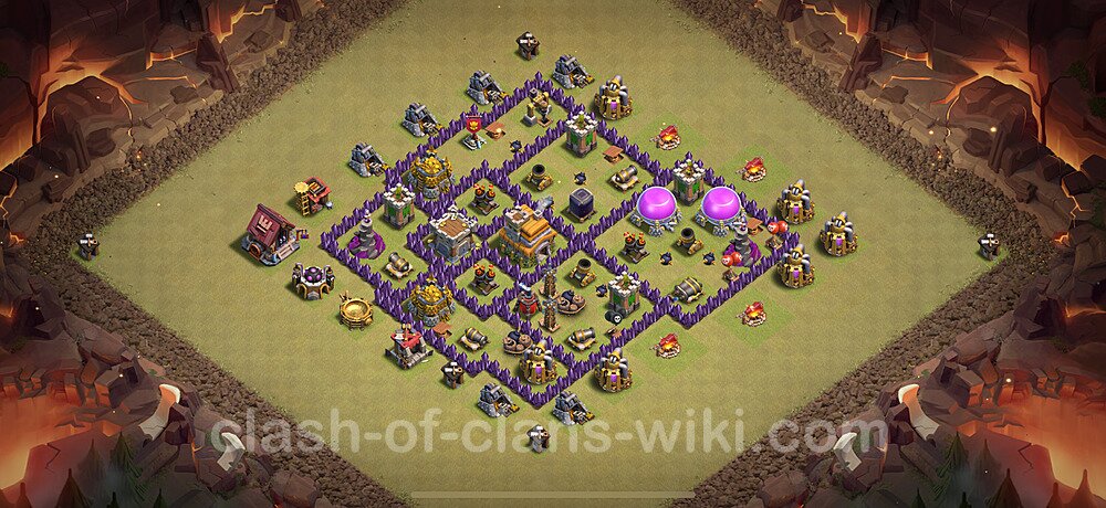 TH7 Anti 2 Stars War Base Plan with Link, Hybrid, Copy Town Hall 7 CWL Design 2025, #1901