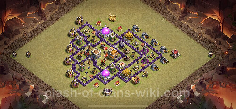 TH7 Anti 2 Stars War Base Plan with Link, Anti Everything, Copy Town Hall 7 CWL Design 2024, #1939