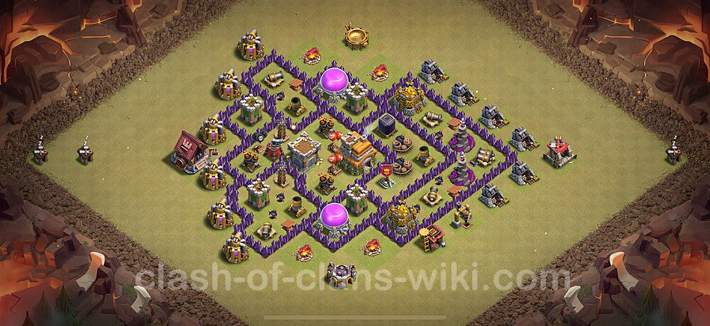 TH7 Anti 2 Stars War Base Plan with Link, Anti Everything, Copy Town Hall 7 CWL Design 2025, #1939