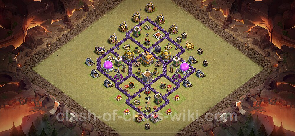 TH7 War Base Plan with Link, Anti Everything, Hybrid, Copy Town Hall 7 CWL Design 2024, #1957