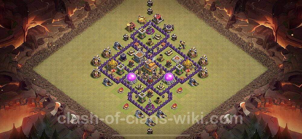 TH7 Anti 2 Stars War Base Plan with Link, Anti Everything, Copy Town Hall 7 CWL Design 2024, #1972