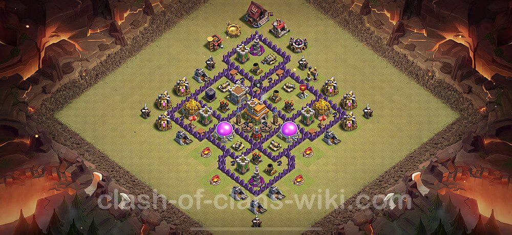 TH7 Anti 2 Stars War Base Plan with Link, Anti Everything, Copy Town Hall 7 CWL Design 2025, #1972