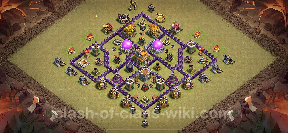 TH7 War Base Plan with Link, Anti Everything, Hybrid, Copy Town Hall 7 CWL Design 2024, #1973