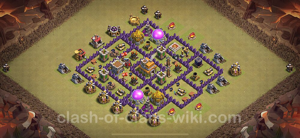 TH7 Anti 3 Stars War Base Plan with Link, Anti Everything, Copy Town Hall 7 CWL Design 2024, #1974