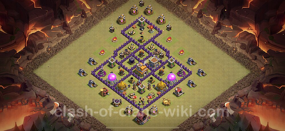 TH7 Anti 2 Stars War Base Plan with Link, Anti Everything, Copy Town Hall 7 CWL Design 2025, #1991