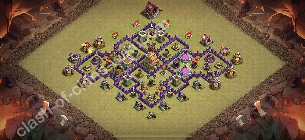 Die Clan War Base RH7 + Link, Anti Air / Dragon, Hybrid 2026 - COC Rathaus Level 7 Kriegsbase (CK / CW), #1992