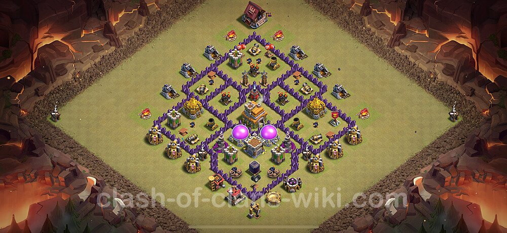 TH7 Anti 2 Stars War Base Plan with Link, Anti Everything, Copy Town Hall 7 CWL Design 2025, #2004