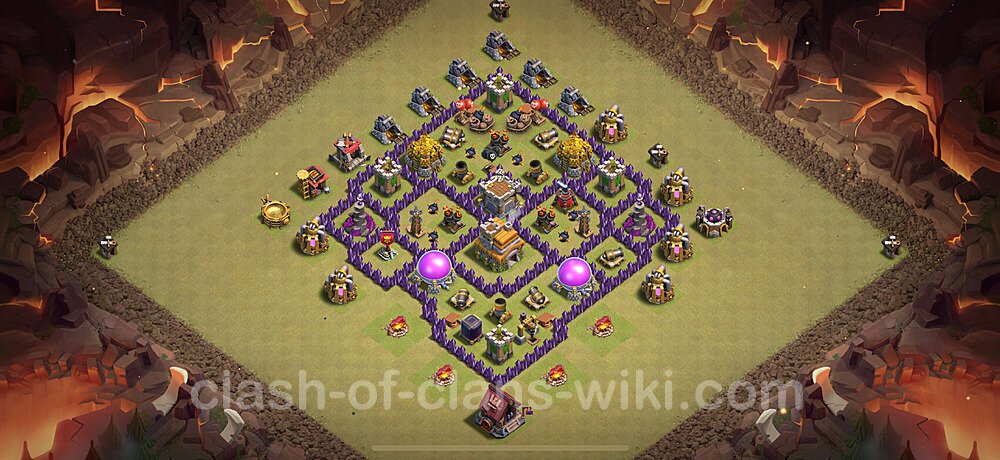 TH7 Anti 2 Stars War Base Plan with Link, Anti Everything, Copy Town Hall 7 CWL Design 2025, #2049