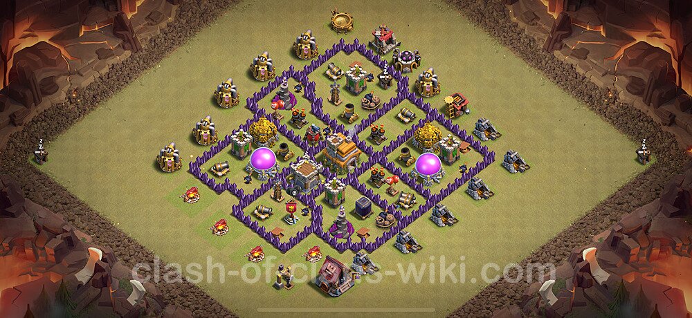 TH7 War Base Plan with Link, Anti Everything, Hybrid, Copy Town Hall 7 CWL Design 2025, #2070