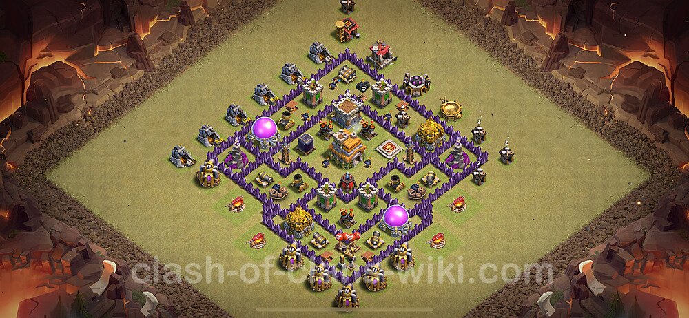 Die Anti 3 Sterne Clan War Base RH7 + Link, Hybrid 2024 - COC Rathaus Level 7 Kriegsbase (CK / CW), #2074