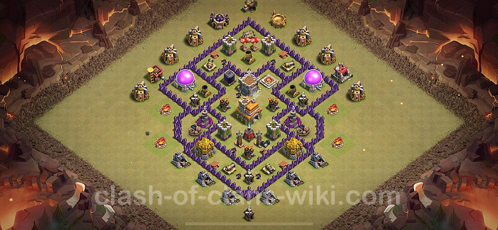 Die Maximal Clan War Base RH7 + Link, Hybrid 2024 - COC Rathaus Level 7 Kriegsbase (CK / CW), #2081