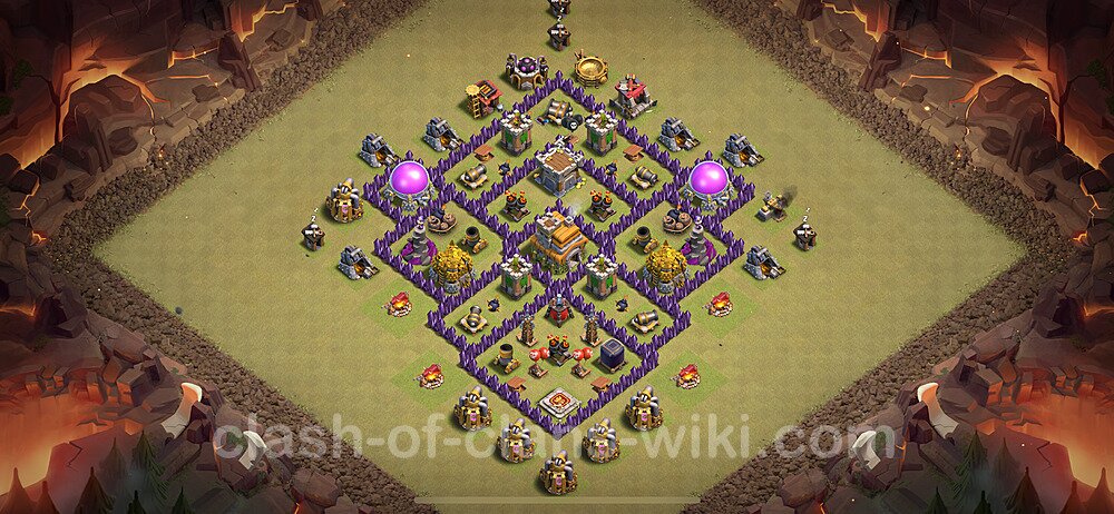 Die Clan War Base RH7 + Link, Anti Air / Dragon, Hybrid 2024 - COC Rathaus Level 7 Kriegsbase (CK / CW), #2083