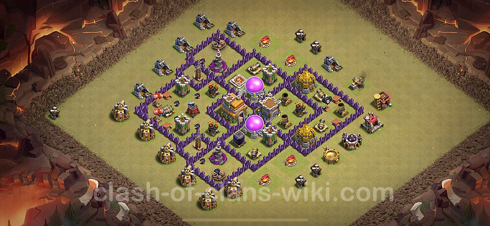 Die Anti 2 Sterne Clan War Base RH7 + Link, Hybrid 2024 - COC Rathaus Level 7 Kriegsbase (CK / CW), #2084