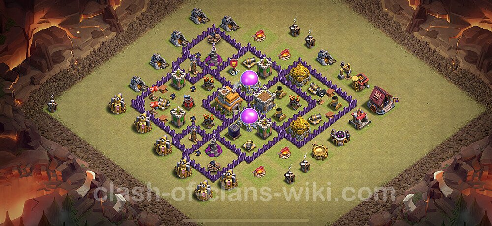 Die Anti 2 Sterne Clan War Base RH7 + Link, Hybrid 2024 - COC Rathaus Level 7 Kriegsbase (CK / CW), #2084