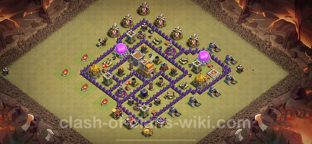 TH7 Max Levels War Base Plan with Link, Hybrid, Copy Town Hall 7 CWL Design 2024, #2110