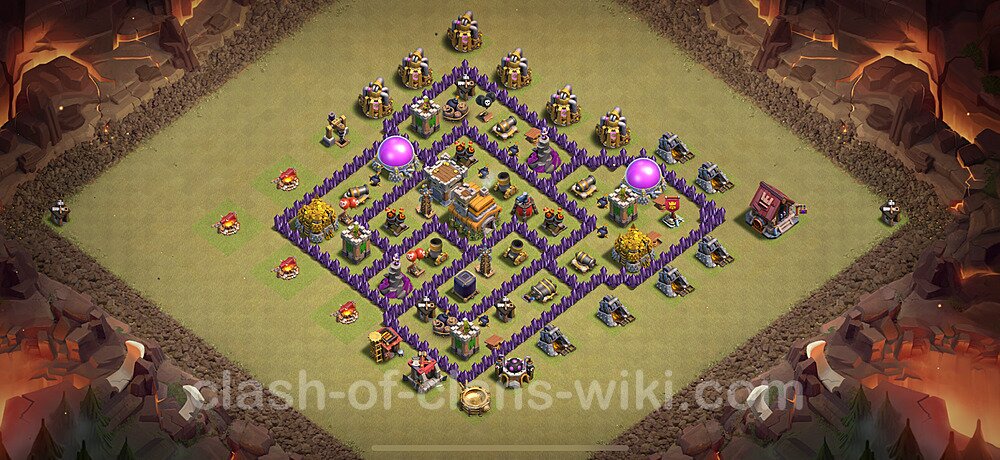 TH7 Max Levels War Base Plan with Link, Hybrid, Copy Town Hall 7 CWL Design 2024, #2110