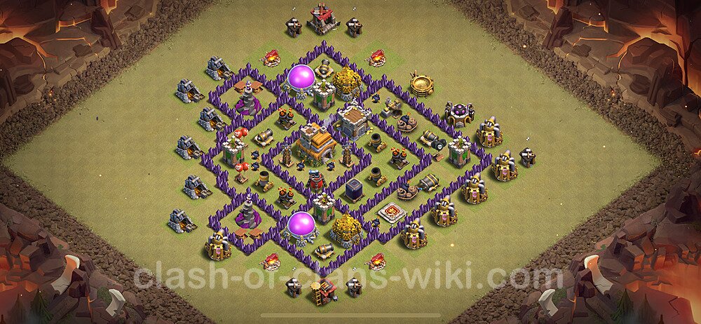 TH7 Anti 2 Stars War Base Plan with Link, Hybrid, Copy Town Hall 7 CWL Design 2024, #2117