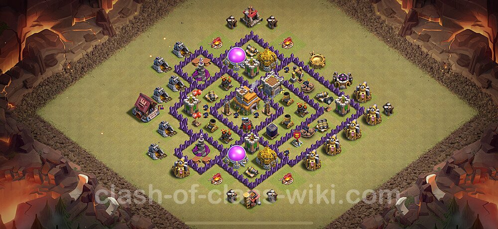 TH7 Anti 2 Stars War Base Plan with Link, Hybrid, Copy Town Hall 7 CWL Design 2025, #2117