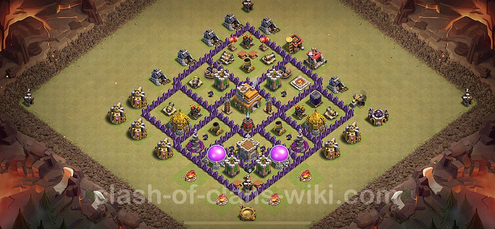 TH7 Anti 2 Stars War Base Plan with Link, Anti Everything, Copy Town Hall 7 CWL Design 2024, #2119