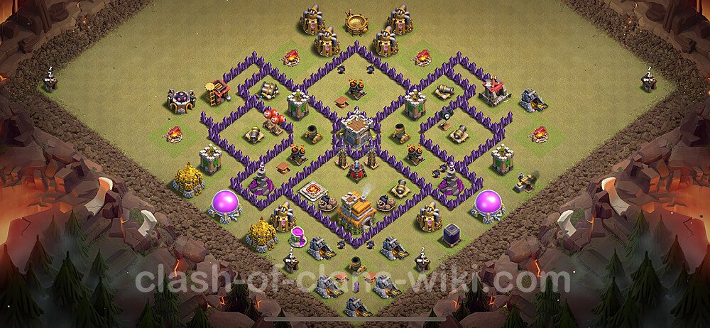 TH7 Anti 3 Stars War Base Plan with Link, Copy Town Hall 7 CWL Design 2024, #2133