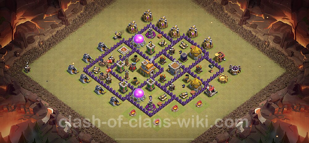 Die Clan War Base RH7 + Link, Anti Air / Dragon, Hybrid 2024 - COC Rathaus Level 7 Kriegsbase (CK / CW), #2137