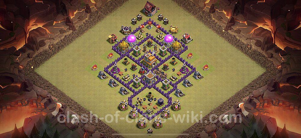 Municipio livello 7 Base di Guerra + Link, Ibrido - Maxato Disposizione Villaggio COC 2025 TH7, #2140