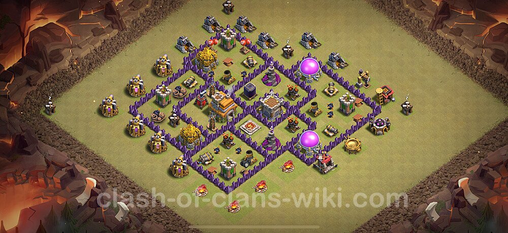 TH7 Anti 2 Stars War Base Plan with Link, Hybrid, Copy Town Hall 7 CWL Design 2024, #2179