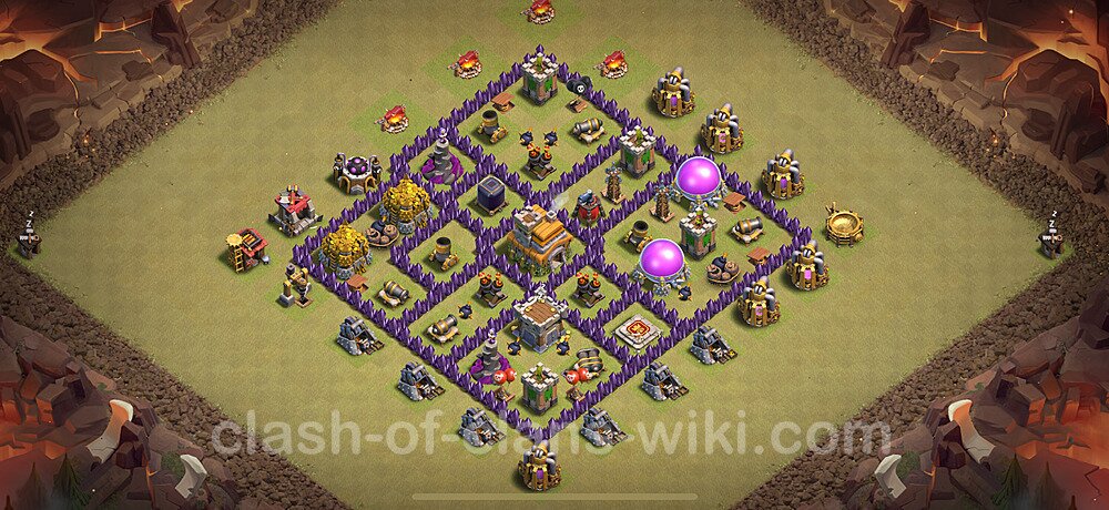 TH7 War Base Plan with Link, Anti Everything, Hybrid, Copy Town Hall 7 CWL Design 2024, #2180