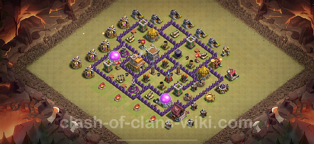 Die Clan War Base RH7 + Link, Anti Air / Dragon, Hybrid 2025 - COC Rathaus Level 7 Kriegsbase (CK / CW), #2404