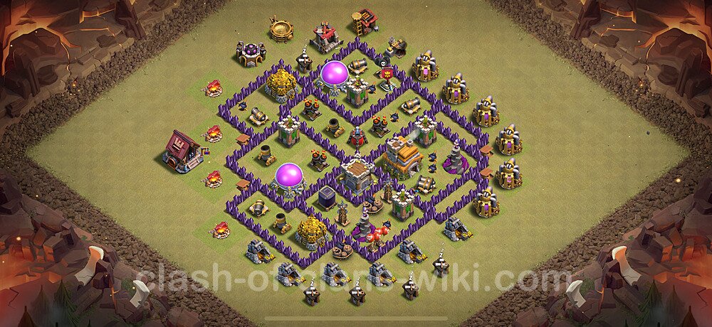 TH7 Anti 2 Stars War Base Plan with Link, Hybrid, Copy Town Hall 7 CWL Design 2025, #2407