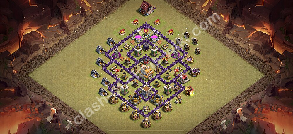 Diseño de aldea para Guerra Anti 2 Estrellas Ayuntamiento 7 Copiar, Anti Todo - COC TH7 Perfecta Distribucion 2026 + Enlace, #2432