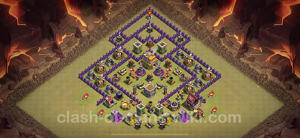TH7 War Base Plan with Link, Copy Town Hall 7 CWL Design 2025, #2716