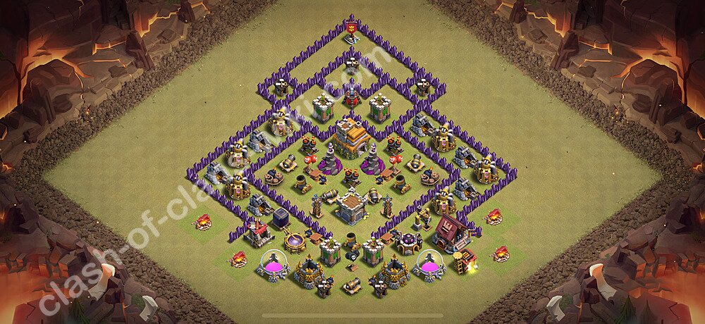 TH7 War Base Plan with Link, Copy Town Hall 7 CWL Design 2026, #2716