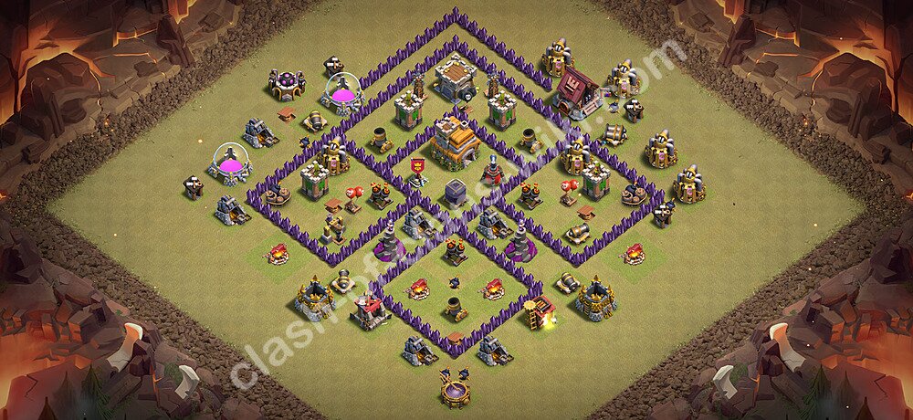 TH7 Anti 3 Stars War Base Plan with Link, Copy Town Hall 7 CWL Design 2026, #3421
