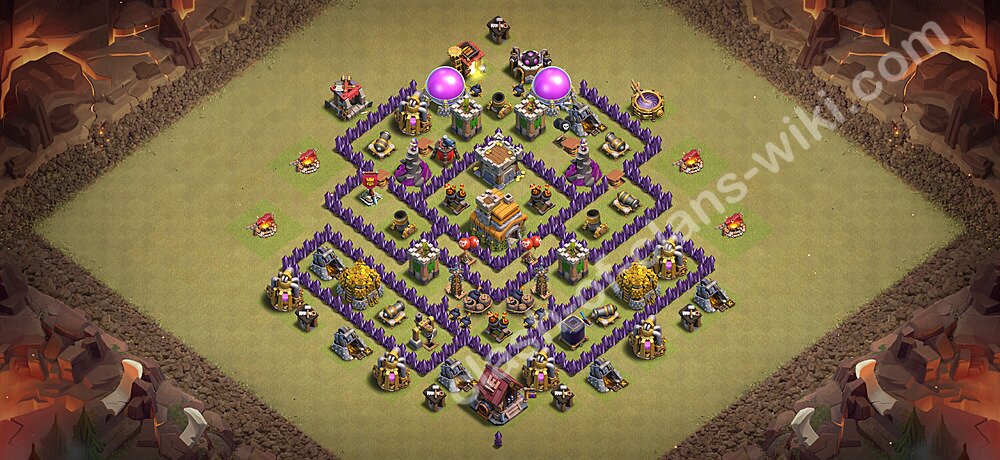 Base War TH7 dengan Link, Anti Bintang 3, Anti Segalanya, Salin Desain Liga Perang Klan (CWL) Balai Kota 7 2026, #74