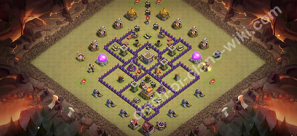 Base War Anti Bintang 3 TH7 dengan Link, Anti Segalanya, Salin Desain Liga Perang Klan (CWL) Balai Kota 7 2026, #81